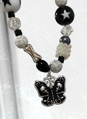 卷梦蝶｜原创小众设计ins暗黑朋克哥特冷淡y2k千禧蝴蝶手链手饰