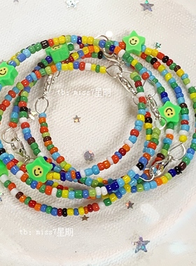 满25包邮/随机发！原创小众设计可爱ins夏日彩色多巴胺钢圈手链