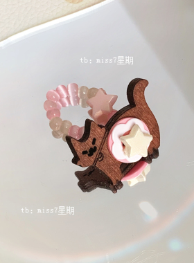 猫猫聚会｜原创小众设计可爱复古童趣y2k卡通小猫彩色纽扣戒指