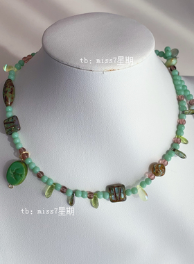 归雁｜原创小众设计新中式清新高级简约复古捷克珠串珠编织项链