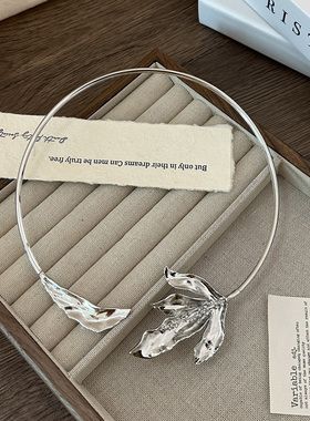 欧美夸张不对称金属花朵项圈