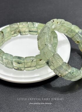 天然碧玺葡萄石方形手排牌手串手链可diy原创水晶首饰散珠外贸款