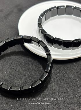 天然黑曜石手排牌手链可diy原创水晶饰品复古小众礼物外贸首饰