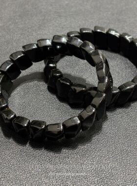 天然黑曜石S型扭扭手牌排手链diy原创项链材料串珠新中式黑色礼物