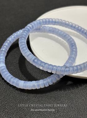 天然蓝纹玛瑙蓝蕾丝直切药片珠手串手链diy原创水晶女生文玩礼物