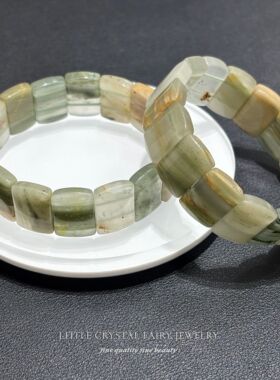 天然绿兔毛绿发晶手牌排手链可diy原创水晶小众首饰情侣外贸礼物