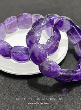 天然紫水晶指甲手牌手链可diy原创水晶饰品复古文艺礼物外贸首饰