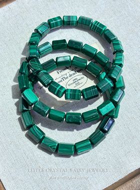 天然孔雀石棱柱手串手链可diy原创绿色首饰散珠流行水晶礼物配珠