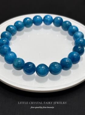 天然蓝磷灰圆珠宝石水晶手串手链可diy原创礼物女生夏天流行饰品