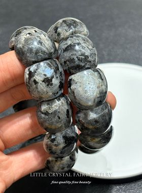 天然黑闪石指甲手牌手链可diy原创水晶项链材料串珠民族风小众