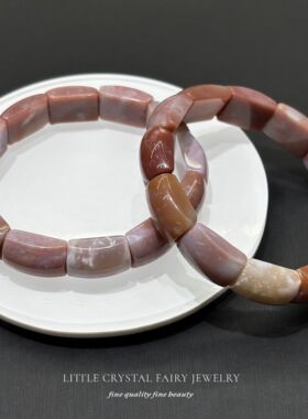 天然粉色海洋碧玉印度玛瑙手排手链diy原创水晶礼物女生外贸饰品