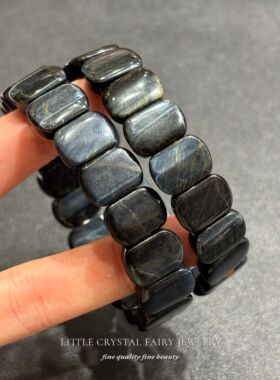 天然蓝虎眼石手排手牌手串手链diy串珠材料原创女生蓝色水晶礼物