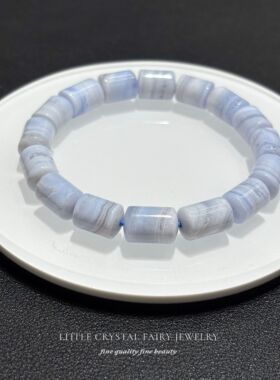 天然蓝纹玛瑙蓝蕾丝手牌排手链diy原创水晶文玩礼物女生文艺饰品