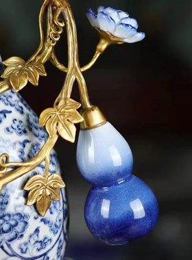 新中式青花瓷葫芦摆件中古风