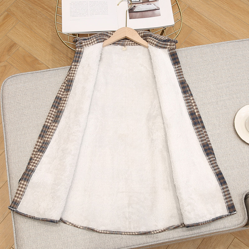 复古原宿宽松加绒毛呢女士外套衬衫 梵桃衬衫