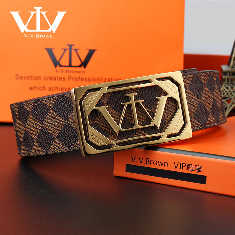 VVBrown意大利品牌正品男皮带平滑板扣高档奢侈品牌真皮腰带裤带,淘宝优惠券,粉丝福利购,淘宝优惠卷
