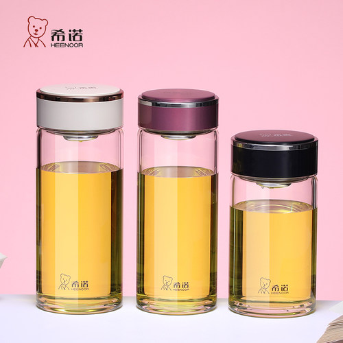 希诺单层玻璃杯加厚女士时尚小巧便携官网正品西诺水晶杯子 - 图2
