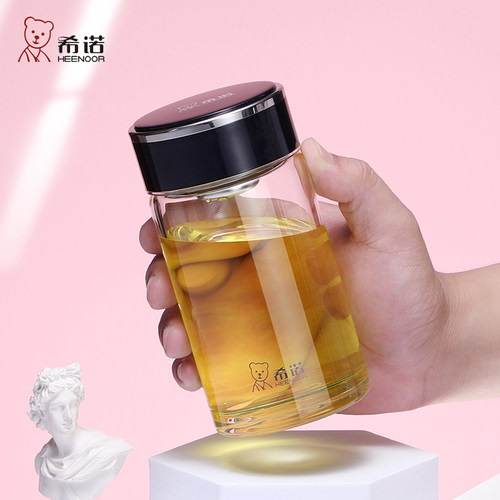 希诺单层玻璃杯加厚女士时尚小巧便携官网正品西诺水晶杯子 - 图1