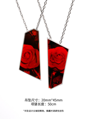 全息玫瑰碎片吊坠项链送闺蜜朋友