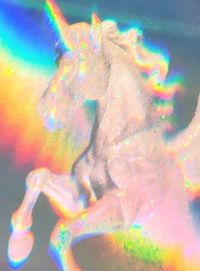 独角兽全息照片艺术摆件幻彩镭射彩虹文创礼物