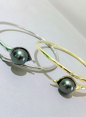 精美马蹄花s925银珍珠diy配件