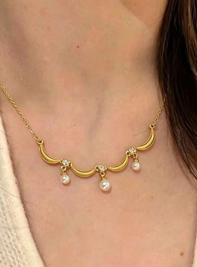 DIY珍珠吊坠配件三珠项坠空托