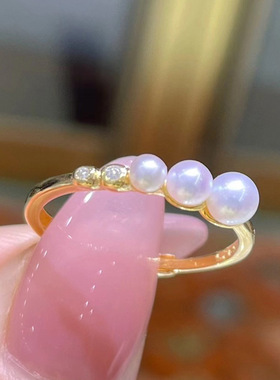 DIY配件S925纯银简约珍珠戒指空