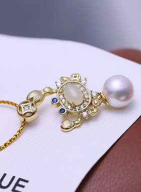 DIY配件S925纯银可爱螃蟹吊坠空