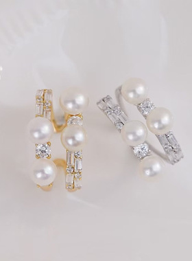 DIY配件S925纯银珍珠戒指空托