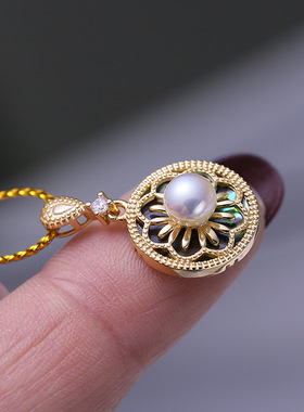 DIY配件S925纯银珍珠吊坠空托配