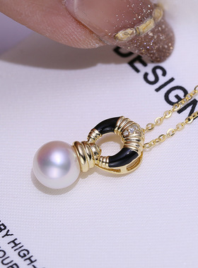 DIY配件 S925纯银珍珠吊坠空托优雅复古项链坠子银托配饰材料8-14