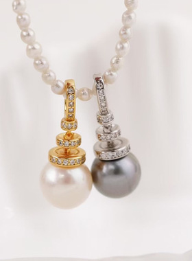 DIY配件S925纯银珍珠吊坠扣头空