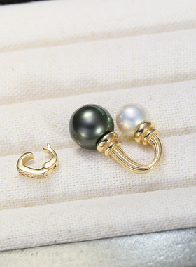 DIY配件 S925纯银流行款珍珠吊坠扣空托双珠项坠扣头银托配饰7-10