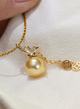 DIY配件S925纯银流苏福袋珍珠吊