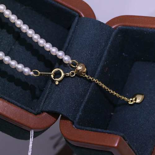 DIY配件 S925纯银珍珠项链调节扣 抽拉尾链搭扣圆形链K金同款银扣 - 图1