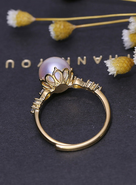 DIY配件S925纯银珍珠戒指空托