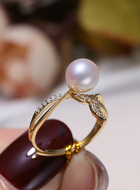 DIY配件S925纯银珍珠戒指空托配