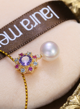 DIY配件S925纯银精美炫彩珍珠吊