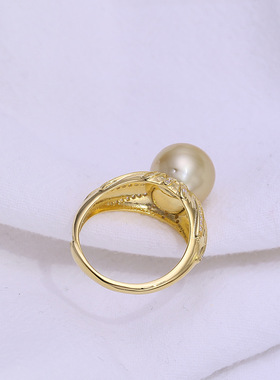 DIY配件925纯银珍珠玉石戒指空托