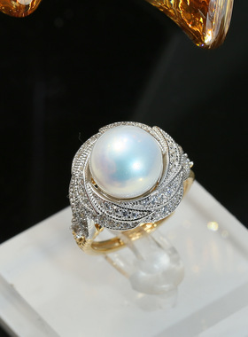 DIY配件S925纯银珍珠戒指空托