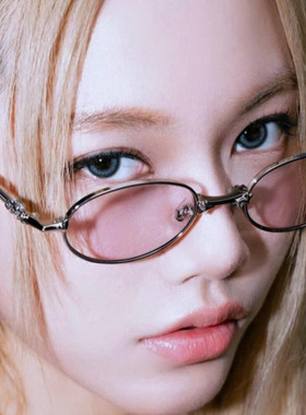 gm小框金属折叠椭圆墨镜女潮2026新款时尚高级感太阳镜可配带度数