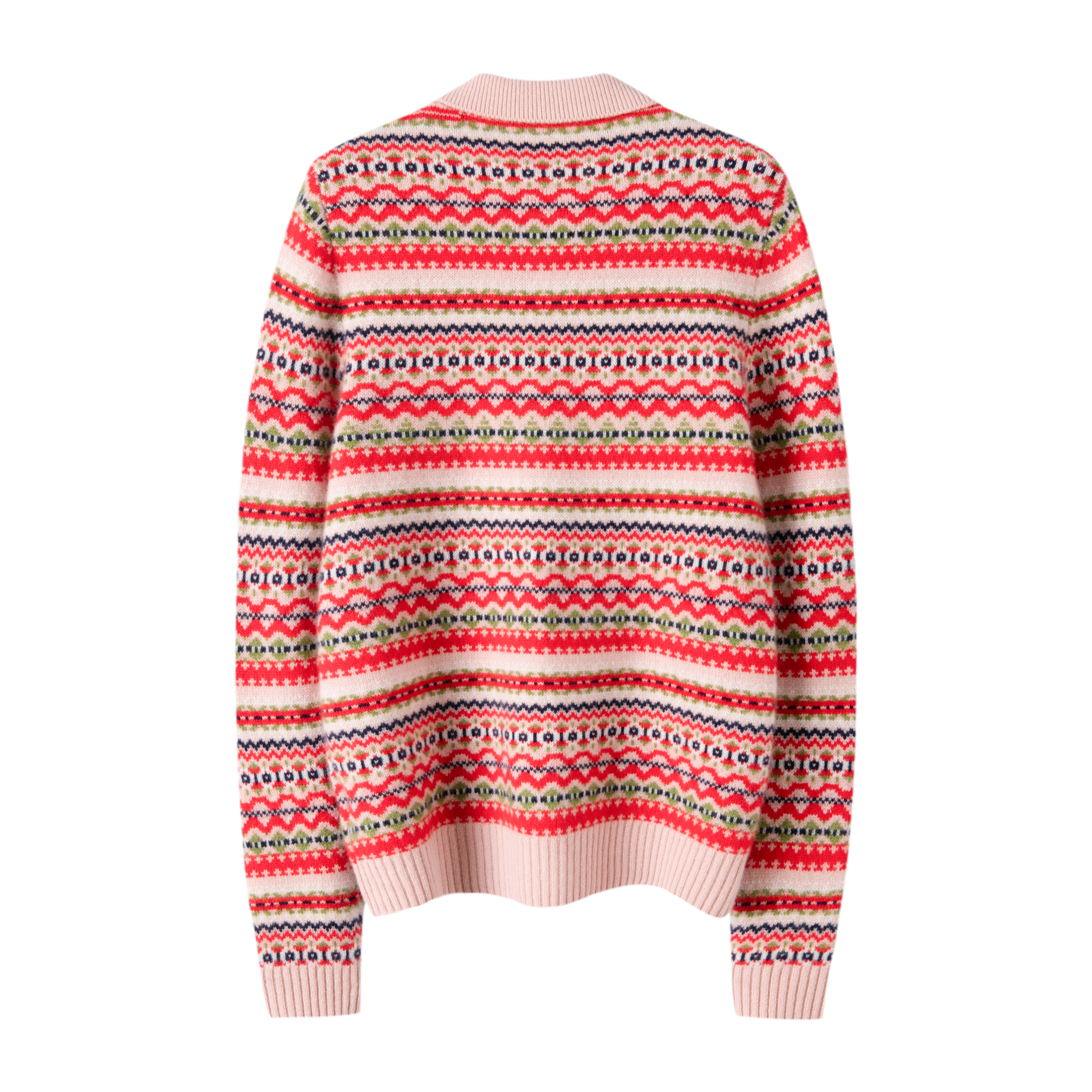 费尔岛提花~治愈色系100纯山羊绒POLO领加厚羊绒衫女,淘宝优惠券,粉丝福利购,淘宝优惠卷