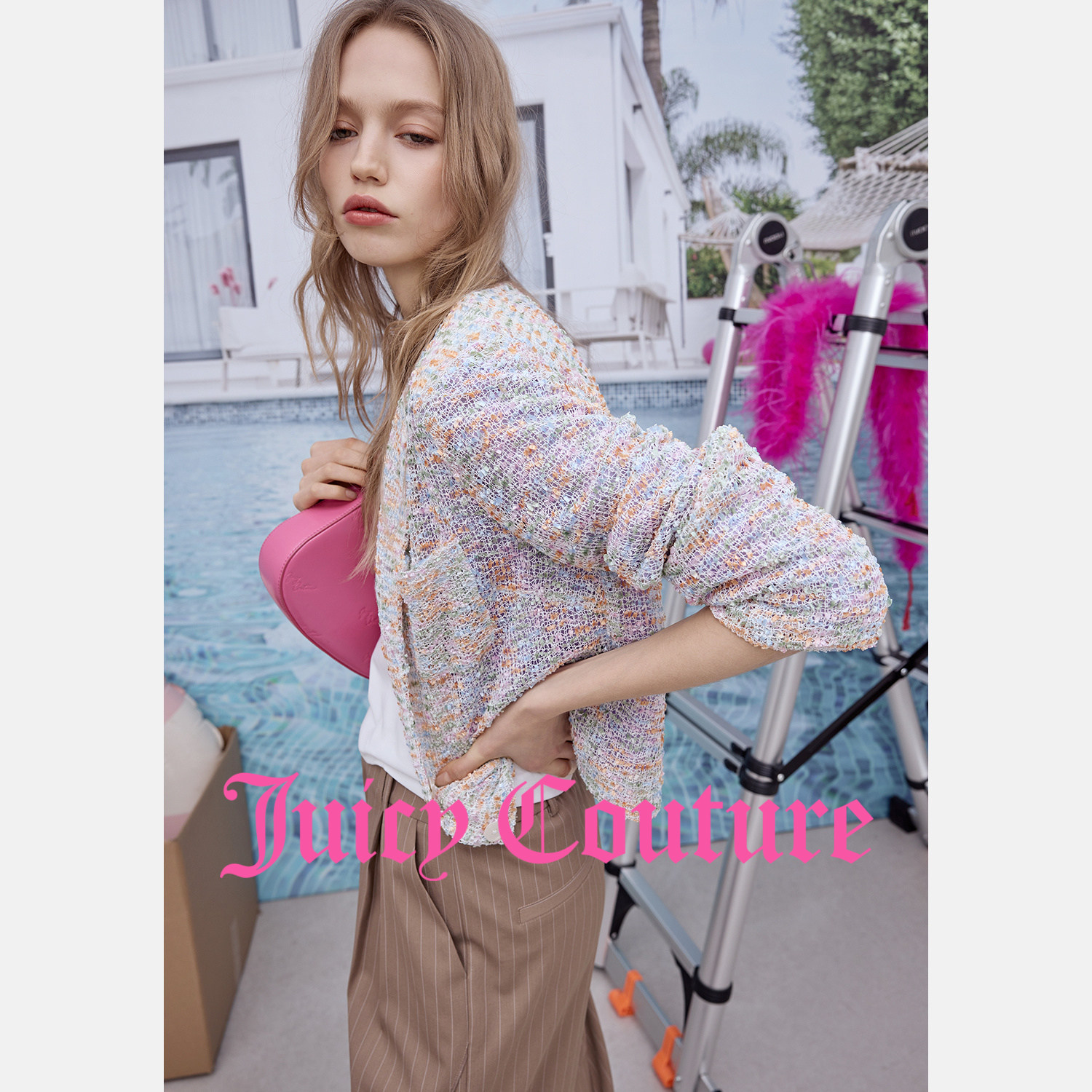 Juicy Couture橘滋外套女2026年春季新款彩色花呢修身短款上衣,淘宝优惠券,粉丝福利购,淘宝优惠卷