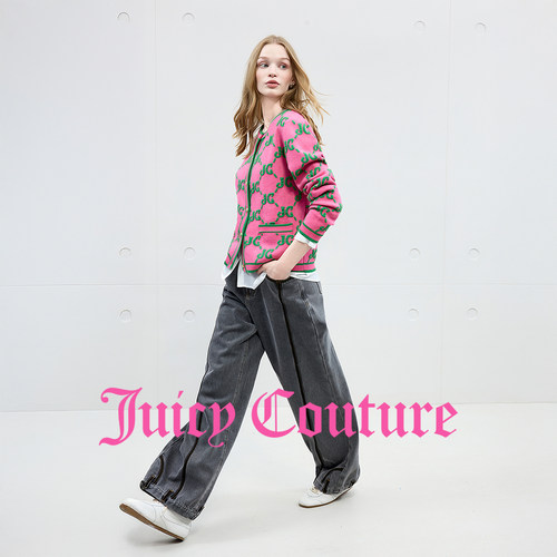 【含绵羊毛】Juicy Couture橘滋外套女25年秋冬新款撞色针织开衫 - 图2