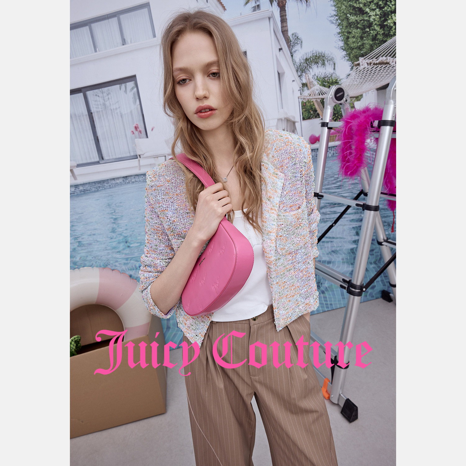 Juicy Couture橘滋外套女2026年春季新款彩色花呢修身短款上衣,淘宝优惠券,粉丝福利购,淘宝优惠卷