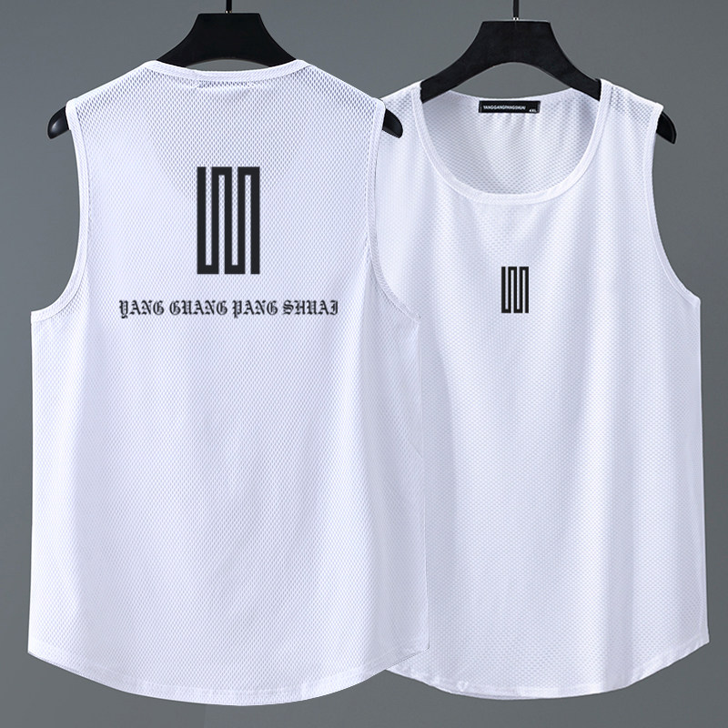 冰丝大码背心男夏季新款宽松镂空无袖T恤汗衫加肥加大篮球服300斤