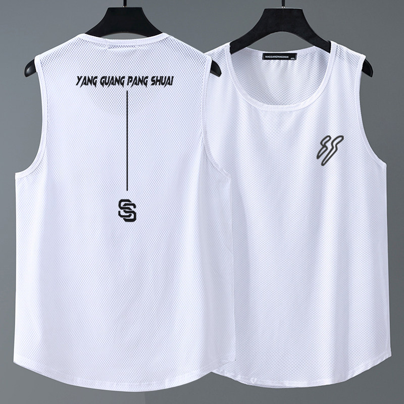 冰丝大码背心男夏季新款宽松镂空无袖T恤汗衫加肥加大篮球服300斤