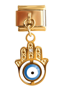 5件不锈钢意大利模块手链DIY金色恶魔之眼吊坠手链Italian charms