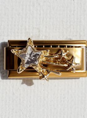 5件长版不锈钢意大利模块手链星星爱心DIY弹力手环Italian charm