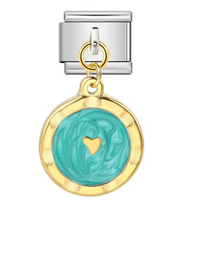 金银底圆形吊坠意大利模块手链不锈钢滴油挂钩时尚DIY表带礼物